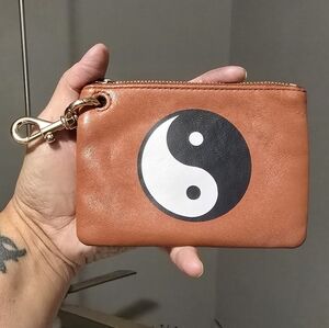 Rebecca Minkoff Yin Yang Clip Tan Leather Pouch